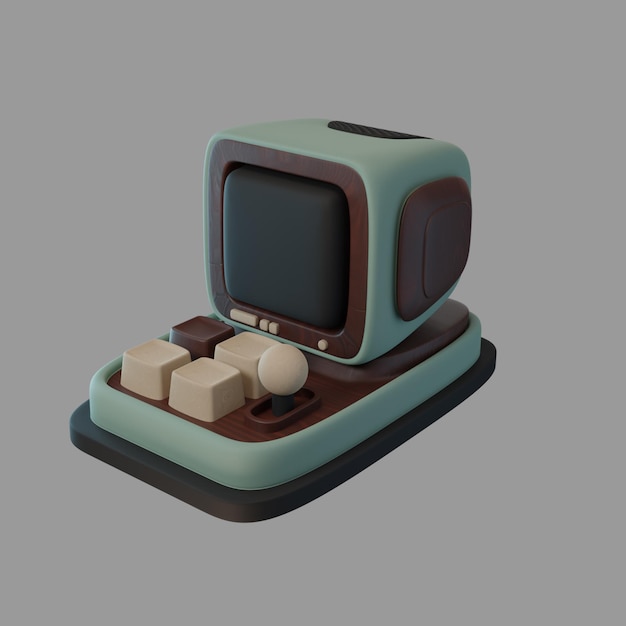 3d rendering shape retro computer