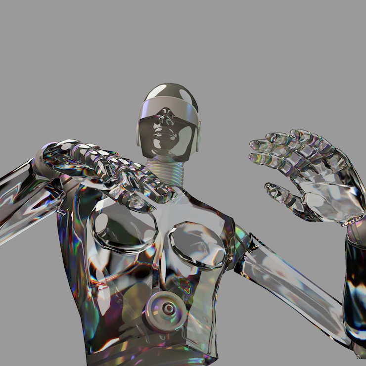 PSD ретро-робот с 3d-рендерингом