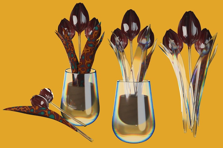 PSD 3d rendering shape transparent with object