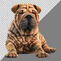 PSD 3d rendering of a shar pei bulldog on transparent background ai generated