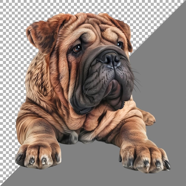 PSD 3d rendering of a shar pei bulldog on transparent background ai generated