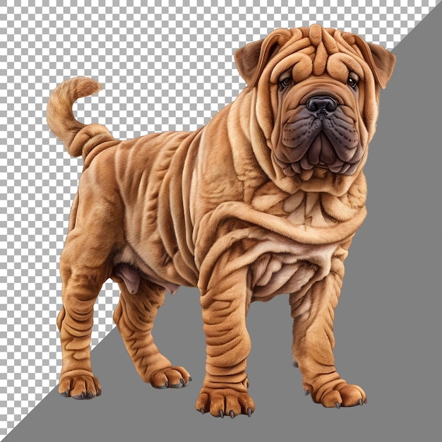 PSD 3d rendering of a shar pei bulldog on transparent background ai generated
