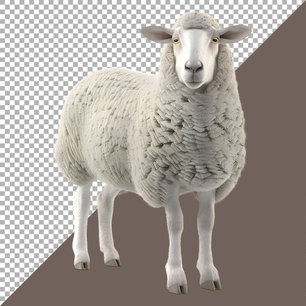 PSD 3d rendering of a sheep standing on transparent background ai generated