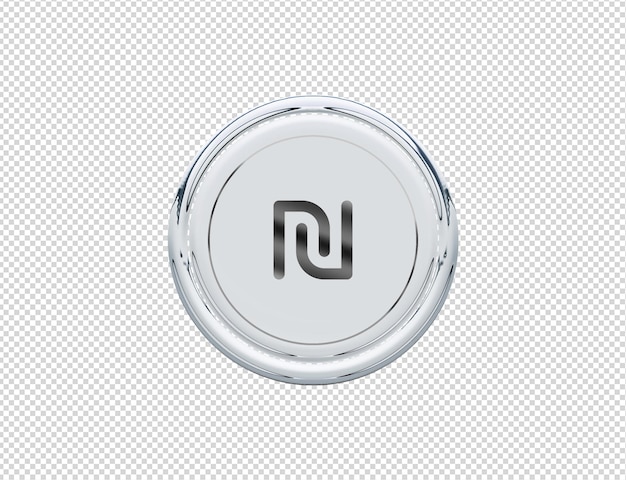 3D-rendering Shekel-pictogram zilver glanzend