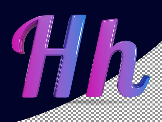 3d Rendering Of Shinny Capital Letter H And Small Letter h