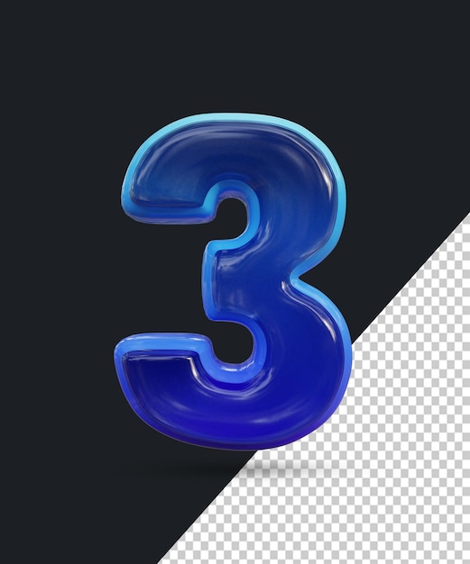 3d Rendering Of Shinny Glass Number Effect 3