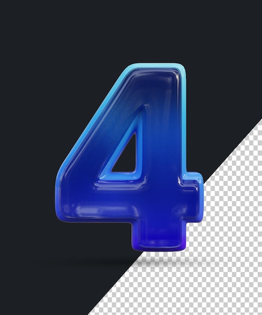 Rendering 3d dell'effetto numero di vetro lucido 4