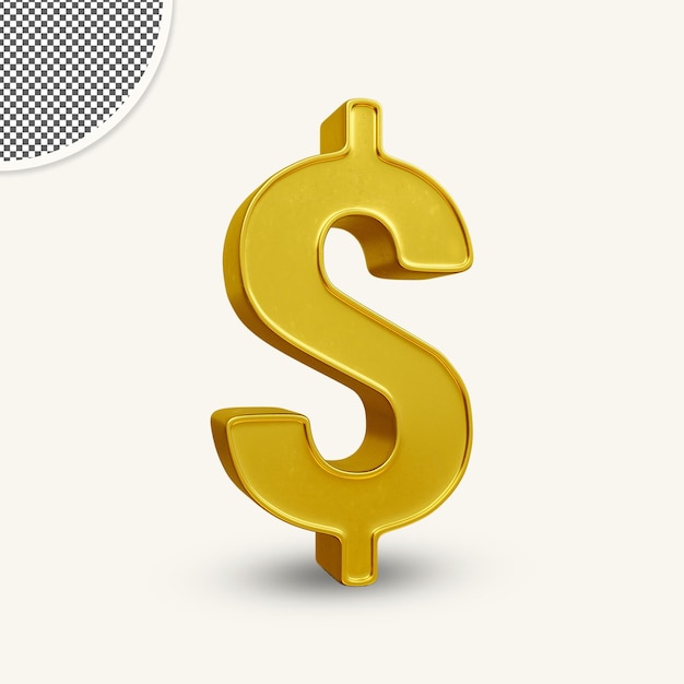 3d Rendering Shinny Symbol Dollar