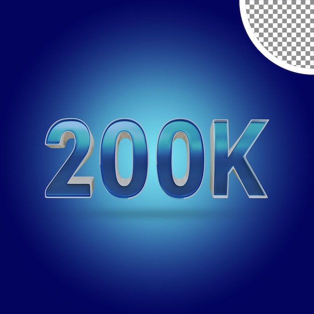 PSD 3d rendering of shinny text effect 200k