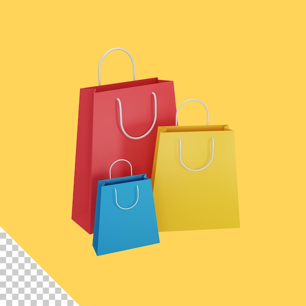 PSD 3d rendering shopping bag isolated. useful for e-commerce or online shopping design illustration premium