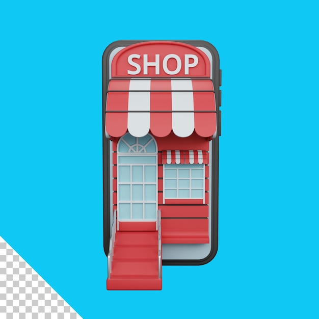 3d rendering shopping online su smartphone isolato utile per l'e-commerce o il business online design