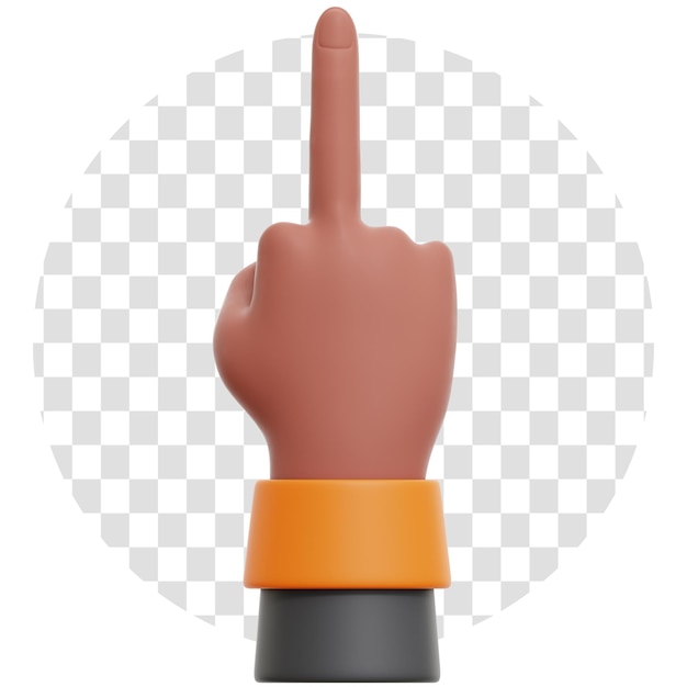 3d rendering showing middle finger hand gesture 3d icon