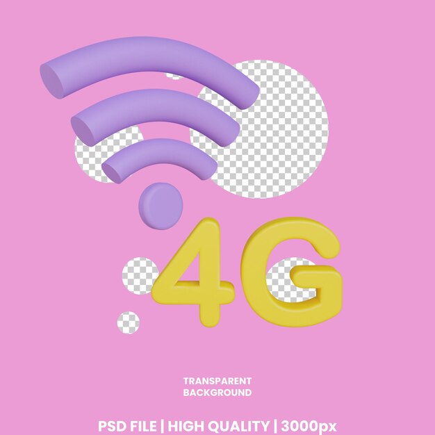 PSD 3d rendering signal 4g icon object