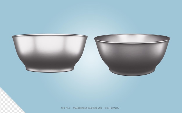 PSD 3d rendering silver bowl