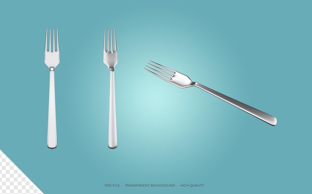 PSD 3d rendering silver fork