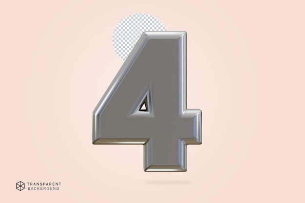 3d rendering of silver number 4