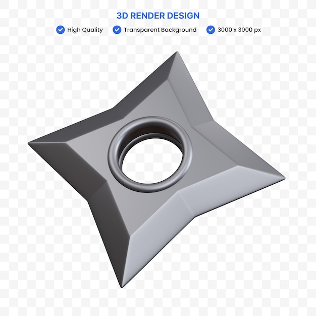 3d rendering argento shuriken isolato