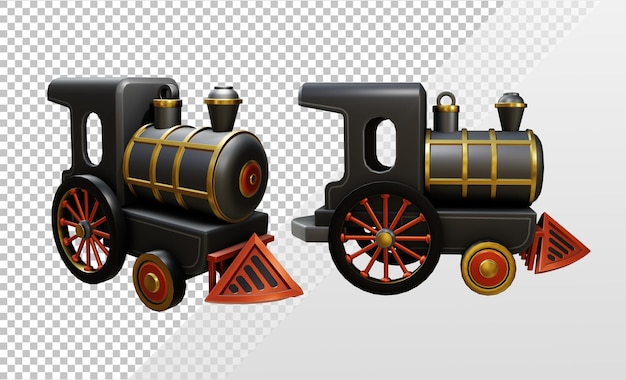PSD 3d rendering simple locomotive train icon perspective view
