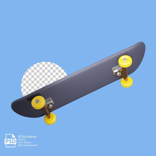 PSD 3d rendering skateboard icon