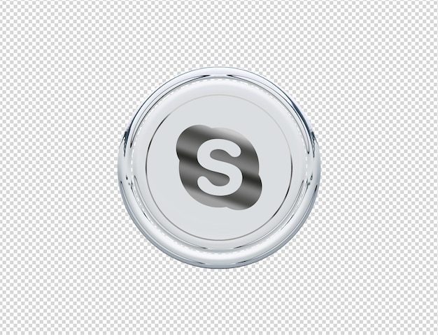 3d rendering skype icon silver glossy