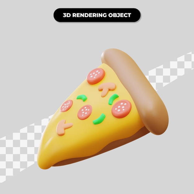 PSD ピザのイラストの3dレンダリングスライス