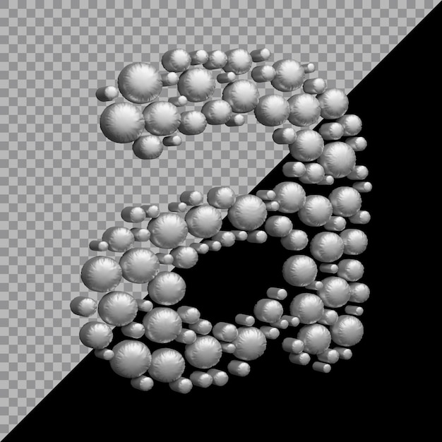 3d rendering of small letter a balloon silver