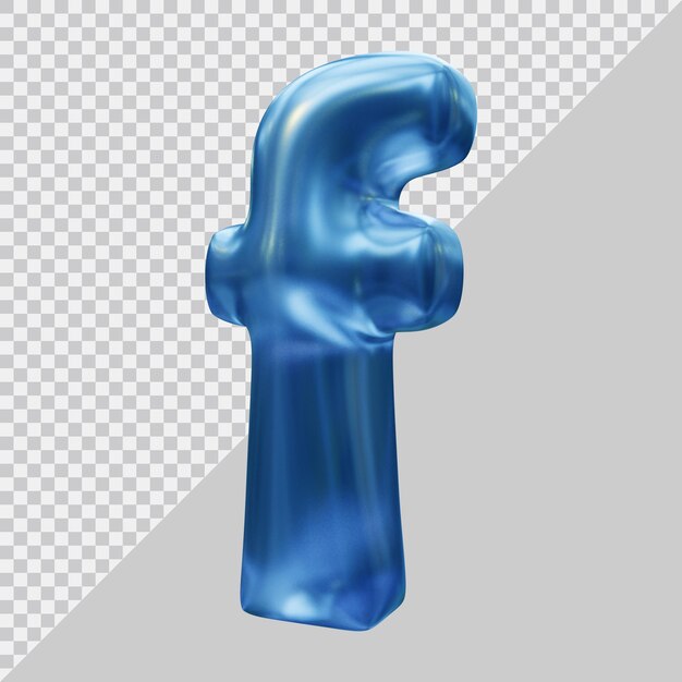 PSD 3d rendering of small letter f with modern style