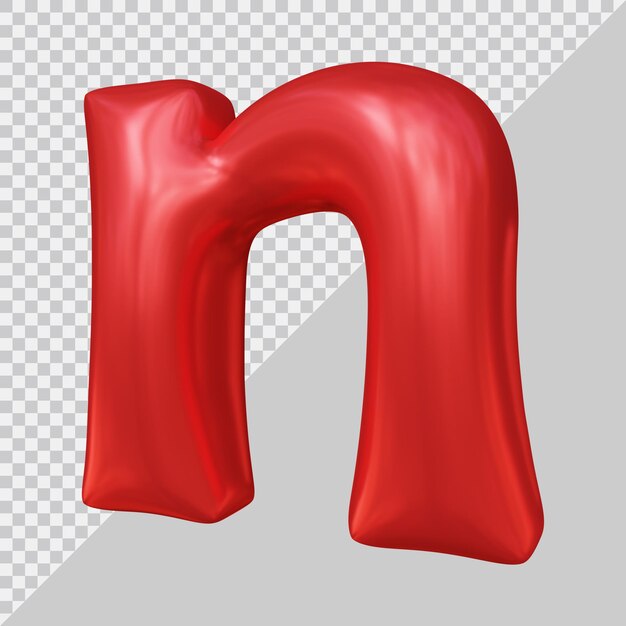 PSD 3d rendering of small letter n balloon