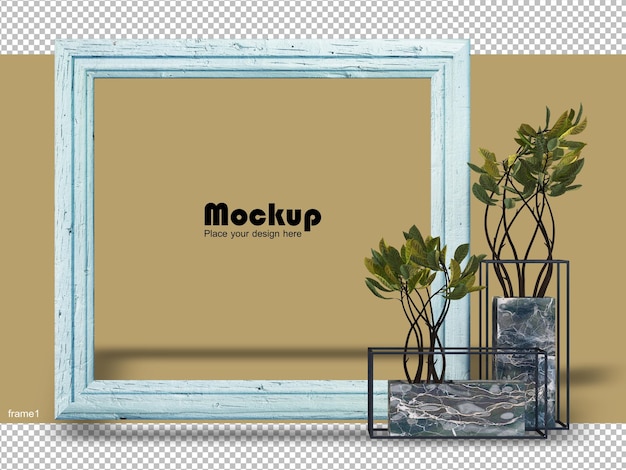 3d rendering small tree arrangement with photo frame