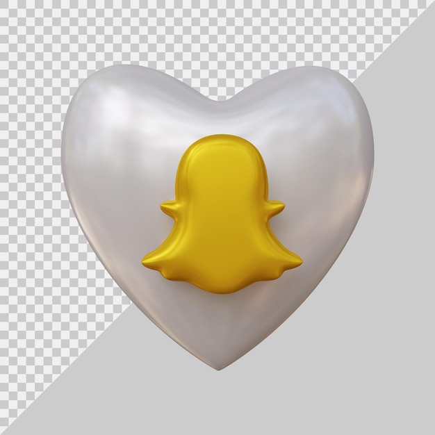 Rendering 3d dell'icona di snapchat social media con stile cuore