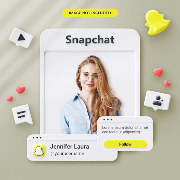 PSD 3d rendering snapchat profile