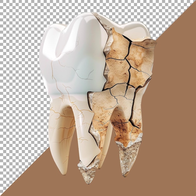 PSD rendering 3d di un dente umano su uno sfondo trasparente generato da ai