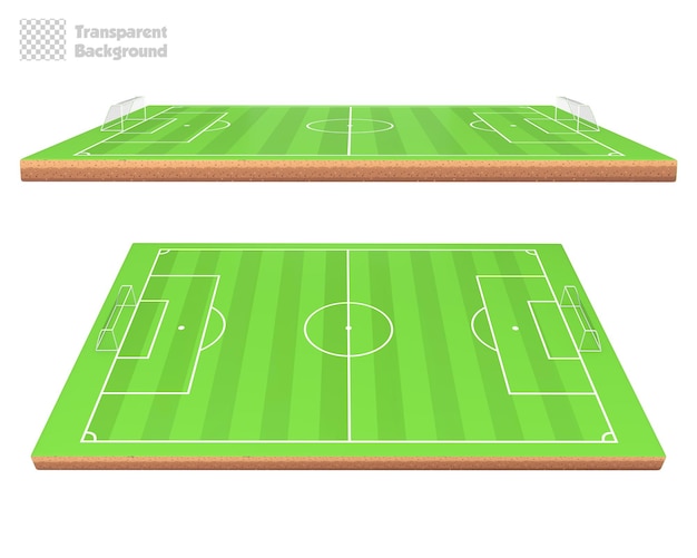 3 d レンダリングのサッカー場の側面図