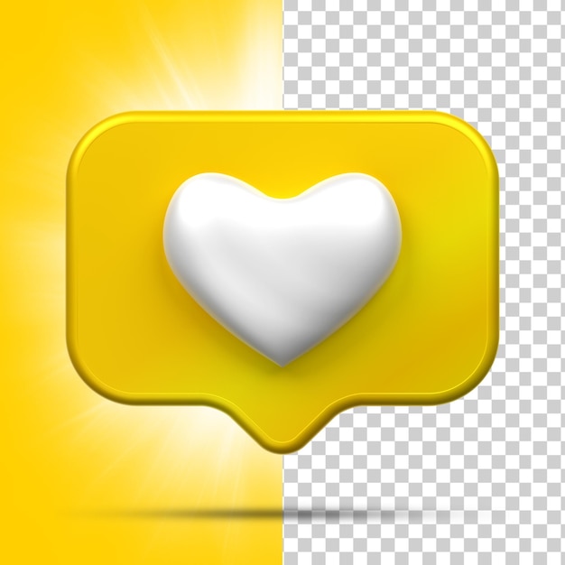 Rendering 3d social media heart icon concetto di applicazioni di comunicazione sociale online