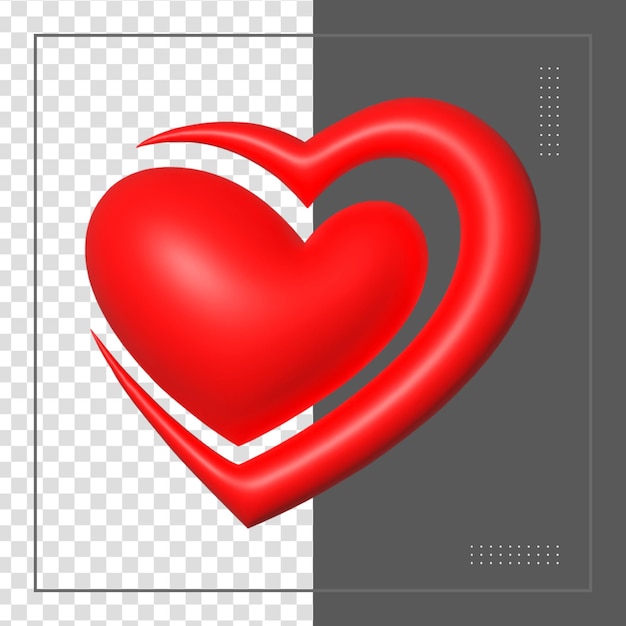 Rendering 3d social media heart icon concetto di applicazioni di comunicazione sociale online