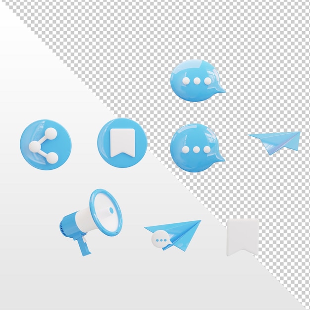 3d rendering social media icons logos in modern style circle facebook instagram networking icon