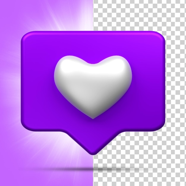 3D rendering Social Media Ikonka serca koncepcja aplikacji komunikacji społecznej online