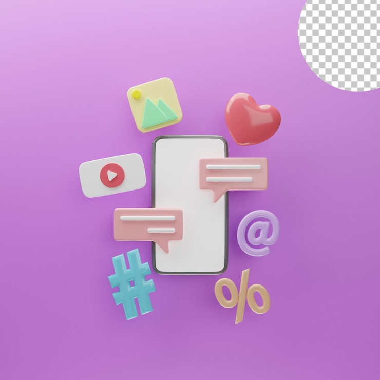PSD 3d-рендеринг иллюстрации в социальных сетях