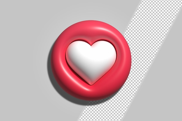 Rendering 3d di social media love react premium psd