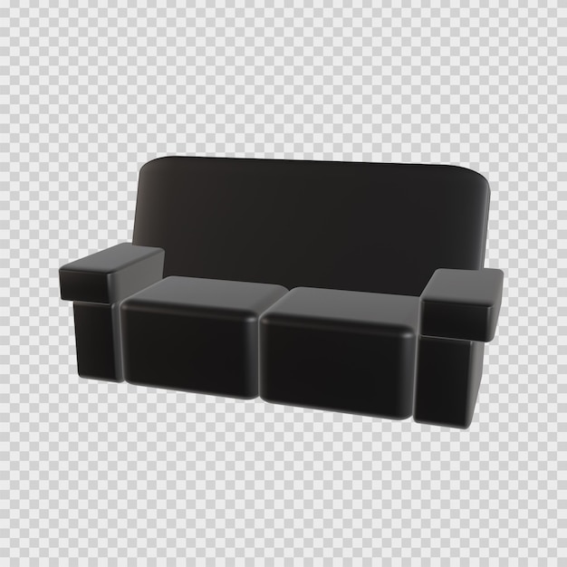 PSD 3d rendering of sofa concept, elegant, modern and luxurious in black