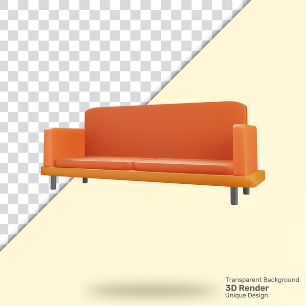 3d rendering sofa with transparent background