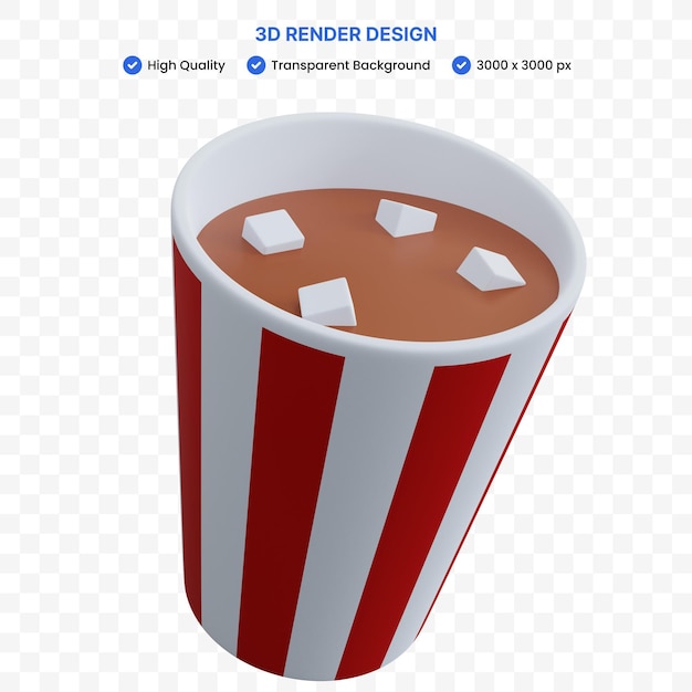 3d rendering soft drink with some sugar isolated