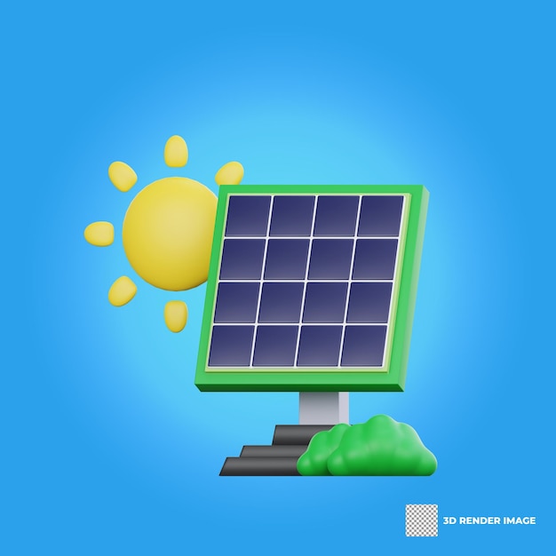 PSD 3d rendering of solar panel ecology concept