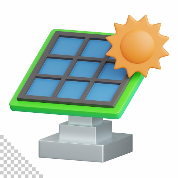 PSD pannello solare con rendering 3d isolato utile per il riciclaggio e la tecnologia ecologica dell'energia ecologica