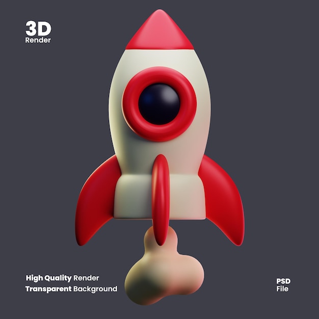 PSD 3d rendering of space rocket launch