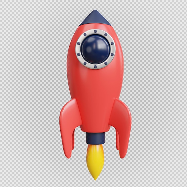 3d rendering Space Rocket Start Up icon