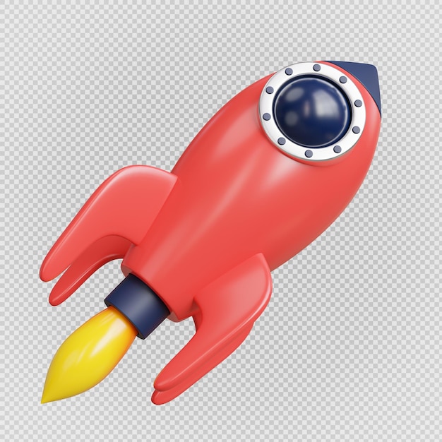 3d 렌더링 우주 로켓 시작 아이콘