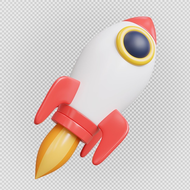 3d-rendering space rocket start up-pictogram