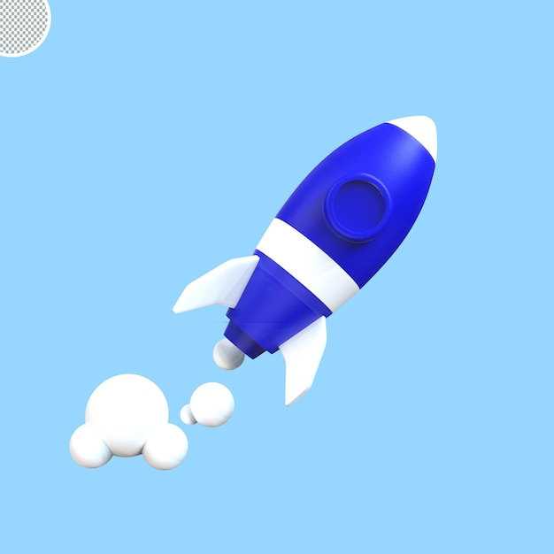 3d rendering space rocket with smoke isolated icon