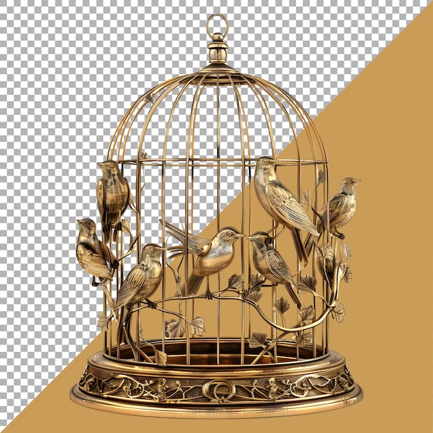 PSD 3d rendering of a sparrows or parrots small cage on transparent background ai generated